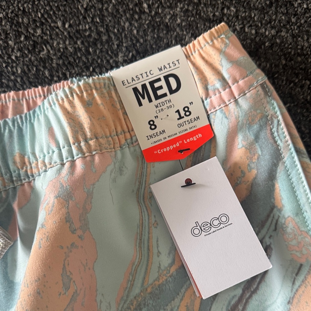 Men’s Pastel Marble Swim Trunks - Mint & Peach - Picture 2 of 4